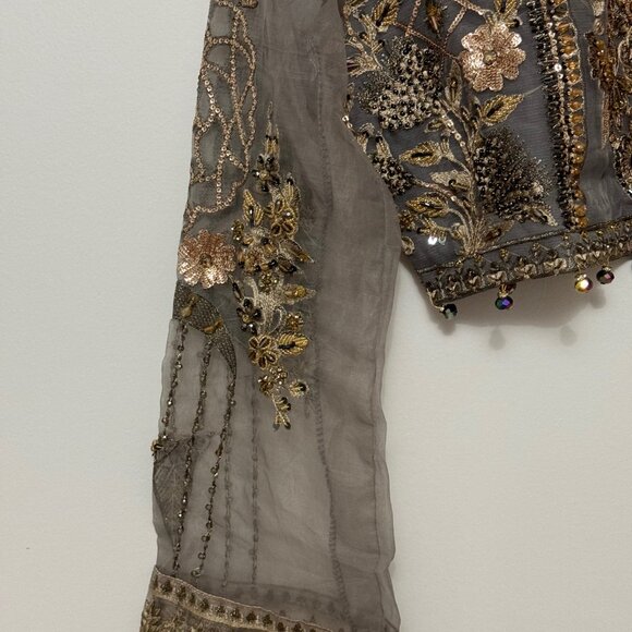 Organza long dress with chiffon dupatta - Picture 4 of 10